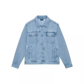 Li Ning Golden Era Washed Polo Collar Однобортная джинсовая куртка с длинным рукавом Мужская куртка Denim-Blue AJDT059-2 XXL