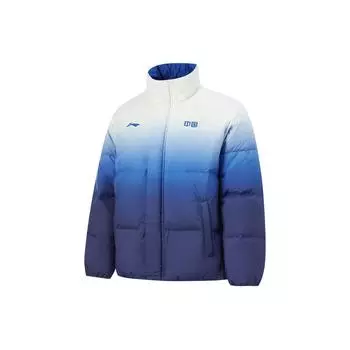 Li Ning Градиентный воротник-стойка молния Удобная куртка унисекс куртки Белый Синий AYMU283-2 XXXXL