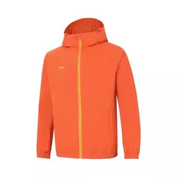 Li Ning Group Purchase Series Logo Реглан на молнии с капюшоном Спортивная ветровка Мужская верхняя одежда Оранжевый AFDU627-6 M