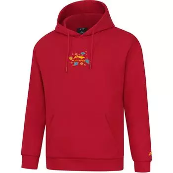 Li Ning Group Purchase Series Удобная повседневная простая свободная толстовка с капюшоном унисекс толстовка Bull-Red AWDTF57-3 S