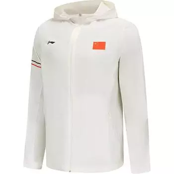 Li-Ning Honor Series Simple Comfortable Versatile Hooded Windbreaker Unisex Outerwear Champagne-White AFDV273-2 XL