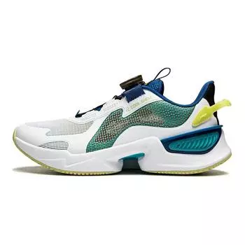 Li Ning Kids Qiang Yue V2 Удобная универсальная нескользящая износостойкая повседневная обувь Детская повседневная обувь Белый Зеленый YKCU046-3 33