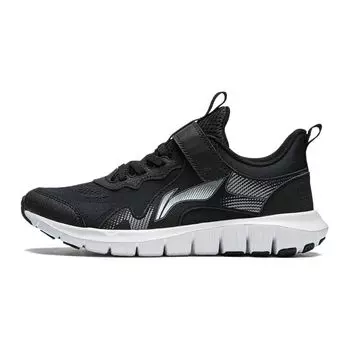 Li Ning Kids универсальные нескользящие прочные низкие кроссовки для бега детские кроссовки черные YKFU072-1 38