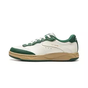 Li Ning Классические Универсальные Модные Белые Кроссовки Удобные Нескользящие Амортизирующие Низкие Скейтбордические Кроссовки Унисекс Зеленые AGCV385-2 39