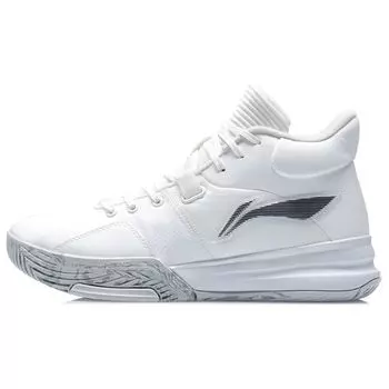 Li-Ning Легкие амортизирующие нескользящие прочные баскетбольные кроссовки среднего размера мужские кроссовки белые ABPQ039-5 41
