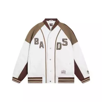 Li-Ning Letter Pattern вышитый однобортный длинный рукав бейсбольная куртка мужская куртка коричневый AJMS139-2 M