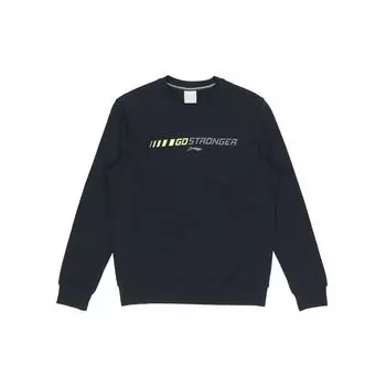 Li Ning Letter Print Sports Crew Neck Pullover Hoody Unisex Hoody Black AWDRB37-1 S