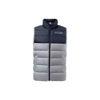 Li Ning Letter Print Stand Collar Теплый спортивный жилет с пуховым принтом для мужчин, серый AMRR057-2 M