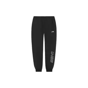Li-Ning Life Series Letter Print Зауженные повседневные трикотажные спортивные брюки мужские низы черного цвета AYKS285-2 L