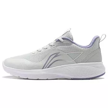 Li-Ning Lightweight Reflective Casual Comfortable Versatile Shock Absorbing Non-Slip Durable Low-Top Running Shoes Women sneaker White Gray ARST064-2 35