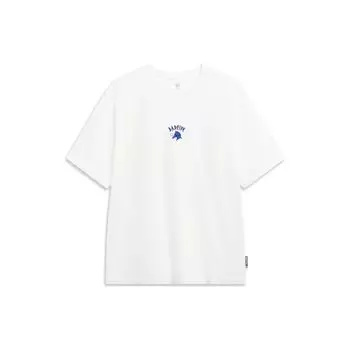 Li-Ning Lining Badfive Series Anti-Deception Letter Print Pattern Круглый вырез Свободная футболка с короткими рукавами Мужские топы Молочно-белый AHST285-7 XL