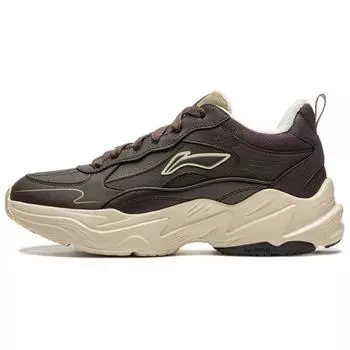 Li Ning Ln Defender Удобные модные флисовые нескользящие легкие повседневные туфли с низким верхом Мужские повседневные туфли коричневого цвета AGLU101-3 41