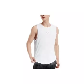Li Ning Logo Letter Print Легкий быстросохнущий дышащий баскетбольный жилет с круглым вырезом для мужчин, жилеты белого цвета AVSS043-1 XXL