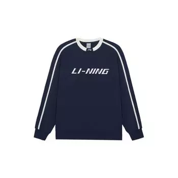 Li-Ning Свободный крой, логотип, круглый вырез, свитер, унисекс, топы, темно-синий AWDRD50-8 XL