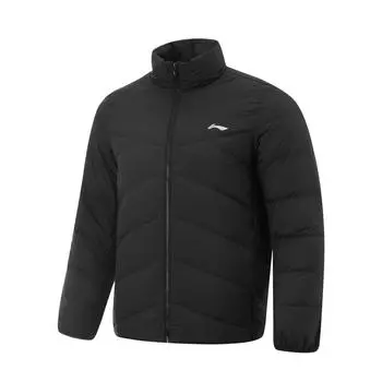 Li Ning Mens Fitness Series Stand Ot-Wall с длинным рукавом и логотипом, пуховик, мужская верхняя одежда, черный AYMU563-1 M