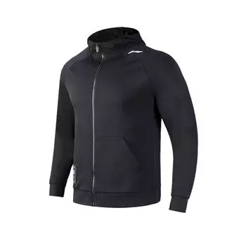 Li-Ning Minimalist Casual Comfortable Large Logo Hoodie Unisex hoodies Black YWDU235-1 S