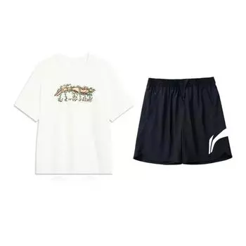 Li Ning Модный Удобный Пуловер с Круглым Вырезом Простой Модный Универсальный Повседневный Спортивный Костюм Унисекс AHSU973-1+YKSV197-2 XL