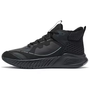 Li-Ning Мягкие кроссовки Zero Wntr Mid-Top для бега, мужские кроссовки, черные AGLR237-5 39