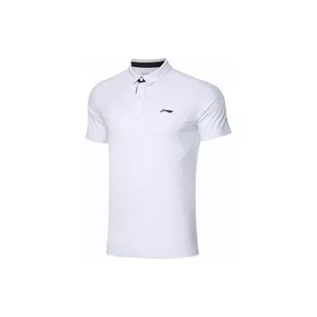 Li-Ning Мужская рубашка-поло Fitness Series с коротким рукавом и однотонным логотипом, белая APLT123-2 L