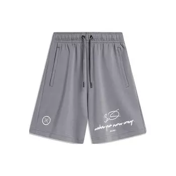 Li-Ning Мужские шорты Wade Series Letter Print Ice Feel Loose Casual Shorts Shadow-Gray AKSU371-1 S