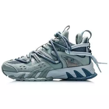 Li-Ning нескользящие дышащие низкие повседневные туфли мужские кроссовки серо-туманно-зеленые ARDQ007-2 44