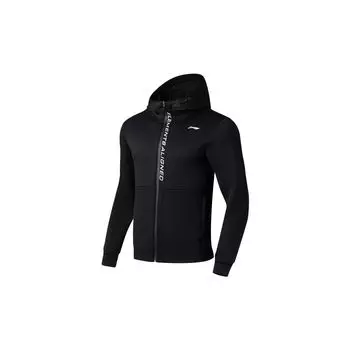Li-Ning Однотонная мужская толстовка с капюшоном на молнии, черная AWDT051-1 S