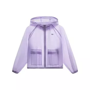 Li Ning однотонная ветровка с капюшоном на молнии с защитой от солнца женская верхняя одежда розово-фиолетового цвета AFDT166-6 L