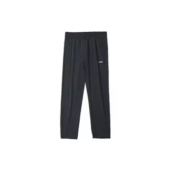 Li-Ning Однотонные эластичные брюки средней талии с логотипом, легкие, дышащие, прямые, повседневные, длинные, быстросохнущие, трикотажные, спортивные брюки, мужские брюки AYKT553-1 M