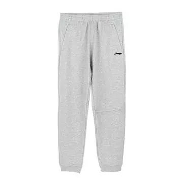 Li Ning Однотонные Простые Удобные Приятные к коже Вязаные спортивные брюки с манжетами Мужские брюки Светло-серый AKLU993 2XL