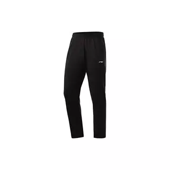 Li Ning однотонные прямые повседневные брюки со средней посадкой и логотипом, мужские черные брюки AKLT811-1 S