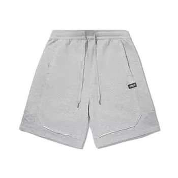 Li Ning Однотонные Шорты средней посадки на кулиске Дышащие Свободные Универсальные Повседневные Мужские шорты Цветочно-серые AKSV549-3 S