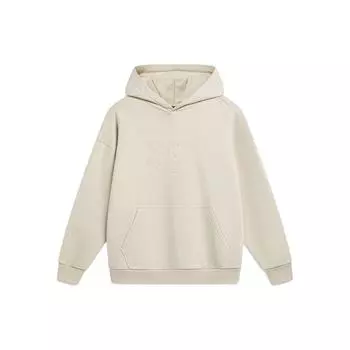 Li-Ning однотонный бархатный пуловер с капюшоном, мужские топы, туман-хаки, AWDT747-1 XL