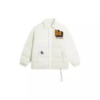 Li Ning однотонный свободный пуховик с воротником-молнией, зимняя мужская верхняя одежда, белый цвет AYMR539-2 M