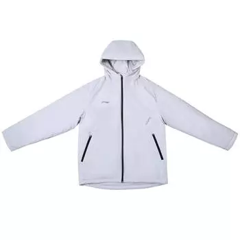 Li Ning Outdoor Casual Letter Print Ветровка с капюшоном свободного кроя на молнии хлопковая куртка унисекс куртки Антарктидно-серый YJMU019-1 2XL