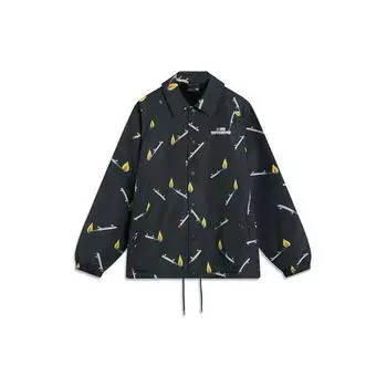 Li-Ning Phil Hackett Collaboration Series Полная печать Искусственная овечья шерсть Теплая свободная повседневная куртка Мужская куртка черного цвета AFDT699-2 M