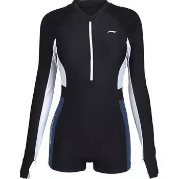 Li-Ning Премиум длинный рукав удобный цельный купальник женский купальник черный LNYU060-2 M