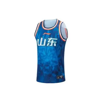 Li-Ning Профессиональная баскетбольная майка серии CBA, команда Шаньдун, анималистический рисунок, быстросохнущая, классная, мужские топы Fan Edition, темно-синие AAYT897-1 M
