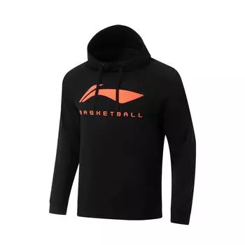 Li Ning Профессиональная баскетбольная серия CBA Буква Толстовка с капюшоном Мягкая Удобная Дышащая Универсальная Повседневная Толстовка Мужская толстовка Черный AWDU527-1 XL