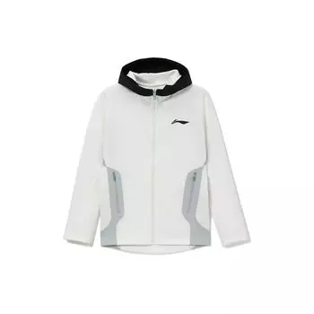 Li-Ning профессиональная баскетбольная серия с принтом логотипа, спортивная куртка с капюшоном, мужская верхняя одежда, белая AWDS105-1 XL