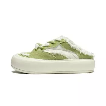 Li Ning Puff Mule Удобные Простые Амортизирующие Износостойкие Низкие Кроссовки Для Скейтбординга Женские Кроссовки Зеленые Белые AZGU014-4 36