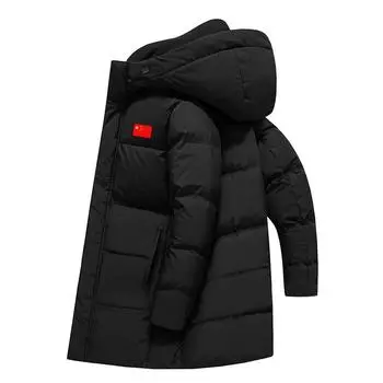 Li Ning пуховик средней длины с капюшоном на молнии с национальным флагом унисекс верхняя одежда черный AWST363-1 XXL