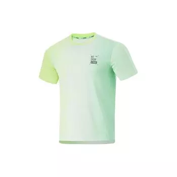 Li-Ning Пуловер с круглым вырезом для бега, быстросохнущая дышащая футболка с короткими рукавами, мужские топы, прохладно-зеленый, флуоресцентно-желтый ATSU191-3 XL
