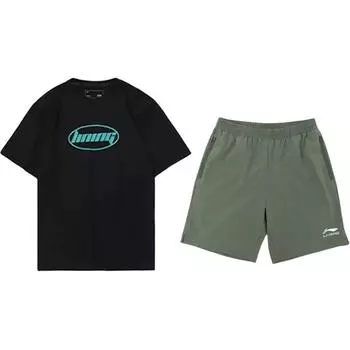 Li Ning Пуловер с круглым вырезом, с принтом букв, модный, удобный, универсальный, повседневный спортивный костюм, унисекс костюм AHST465-2+YKSV147-1 S