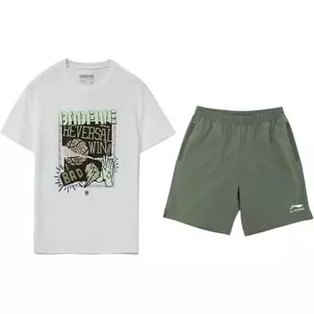 Li Ning Пуловер с круглым вырезом, с принтом букв, модный, трендовый, универсальный, повседневный спортивный костюм, унисекс костюм AHSVD59-1+YKSV147-1 S