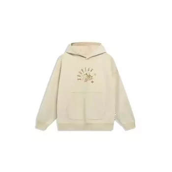 Li Ning Reverse Five Series Letter Print Loose Long Sleeve Hoodie Unisex Hoodies Light-Milk-Brown AWDT093-8 XXL