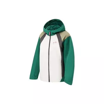 Li Ning Running Series Color Block молния с капюшоном и длинным рукавом спортивная ветровка женская верхняя одежда облачно-белый штормово-зеленый AFDT896-1 S