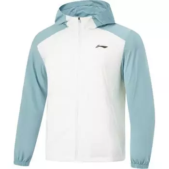 Li-Ning Running Series Color Block Zipper Hooded Comfortable Breathable Sports Windbreaker Men outerwear Standard-White AFDU659-2 M