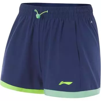 Li Ning Running Series Logo Эластичные удобные дышащие свободные спортивные шорты женские шорты темно-синие флуоресцентно-желтые зеленые AKSU334-2 S