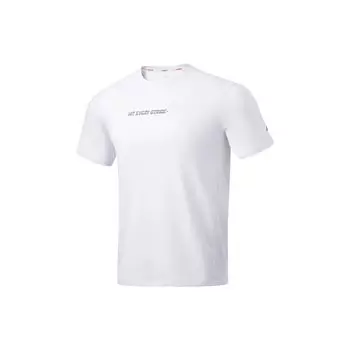 Li-Ning Running Series, однотонная футболка с буквенным принтом и круглым вырезом, быстросохнущая дышащая футболка с короткими рукавами, мужские топы, стандартный белый ATST081-5 3XL