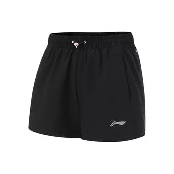 Li Ning Running Series однотонные быстросохнущие свободные спортивные шорты женские шорты черного цвета AKSU334-1 S